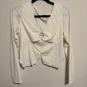 Princess Polly Long Sleeve White Cut Out Ring Top